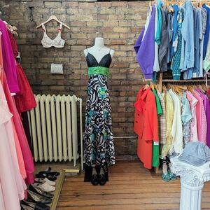 Jovani Black and Green Dress